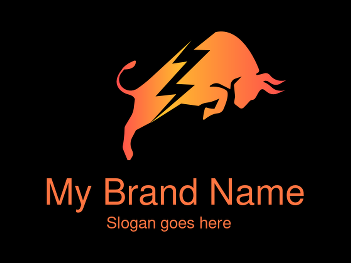 Charging Bull with Lightning Bolt Logo for Energy Startups, Electric Vehicle Brands, Financial Tech Companies, and Power-Based Sports Teams